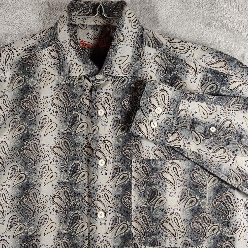Alan Flusser Shirt‎ Adult M Brown Paisley Long Sleeve Button-up Mens